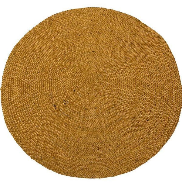 Vloerkleed jute rond 120cm Okergeel