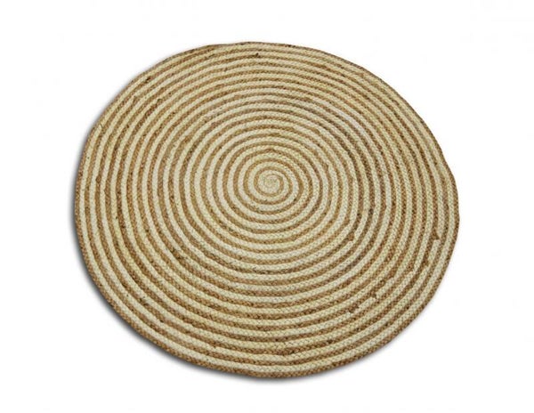 Vloerkleed rond 150cm jute concentrisch ecru naturel