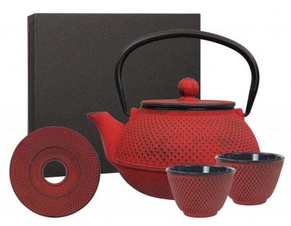 Japanse theepot set 'Japanese red'