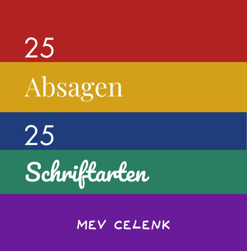 Buchcover von 25 Absagen - 25 Schriftarten von Mev Celenk
