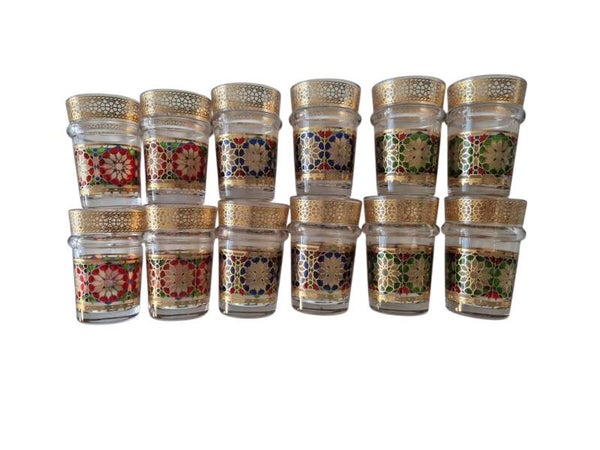 Set van 12 Marokkaanse theeglazen – handgeschilderde