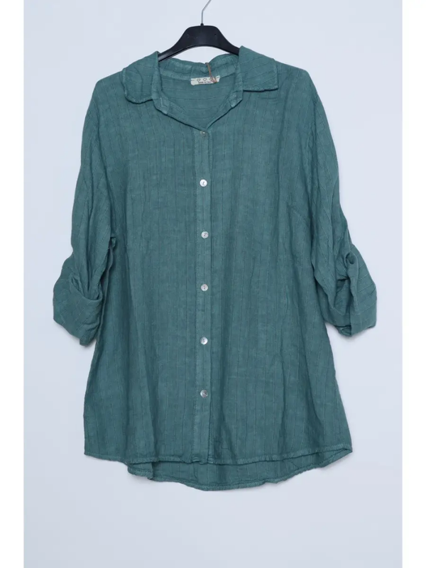 LÉA & LUC |    Overhemd van 100% linnen | groen | one size