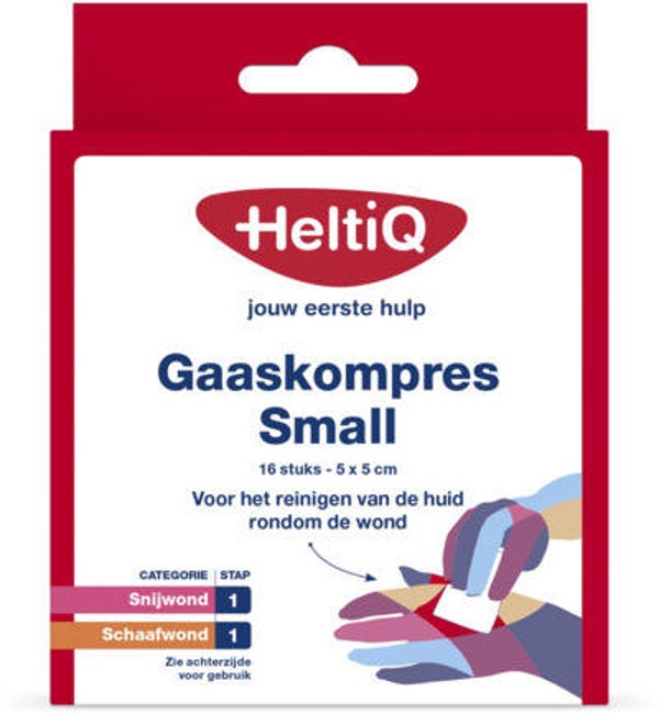 HeltiQ Gaaskompressen 5 x 5 cm (16st)