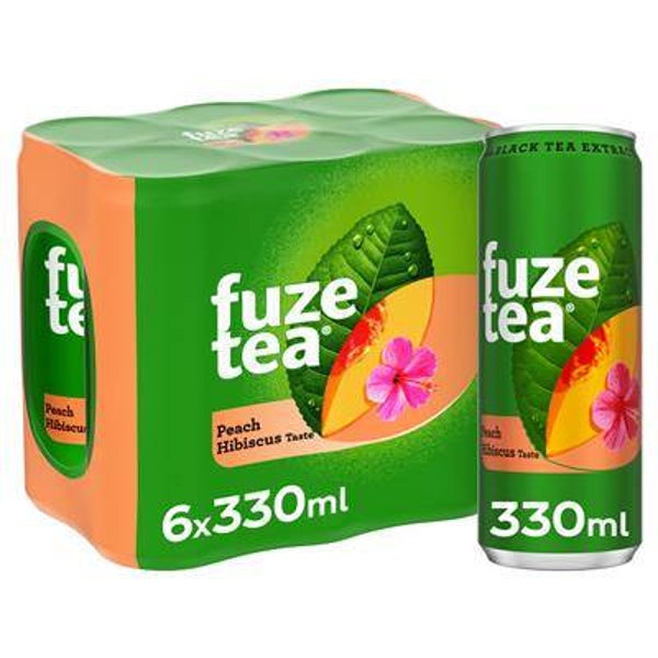 FUZE TEA BLACK PEACH HIBISCUS SLEEK CANS 33CL 4X6P Art nr. 54032