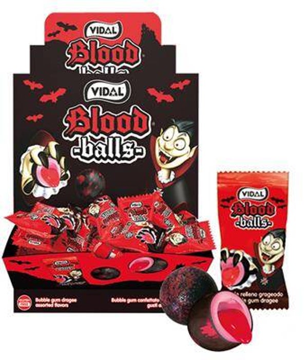 Display VIDAL DISPLAY BLOOD BALL STRAW. GUM 5G 200 STUKS Art nr. 54738