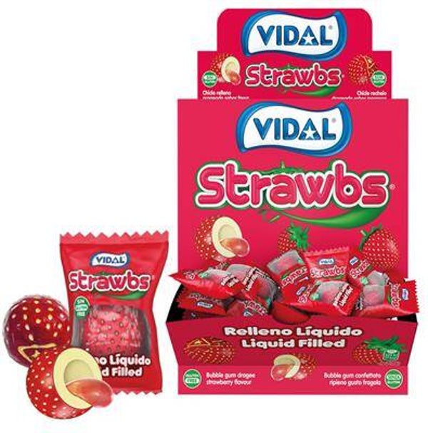 VIDAL DISPLAY STRAWBS STRAW. GUM 4,5G 200 STUKS