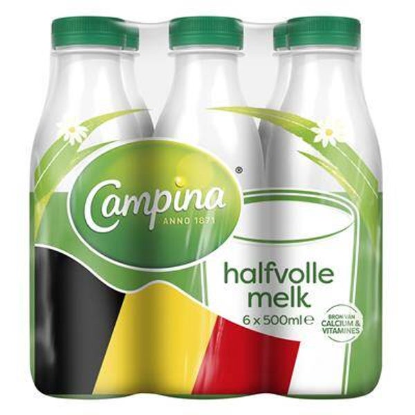 CAMPINA HALFVOLLE MELK UHT PE+ 4X50CL 6-PACK Art nr. 26103