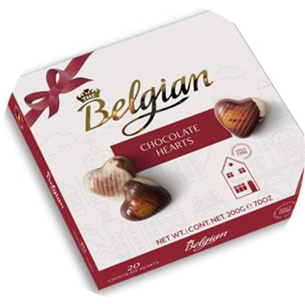 THE BELGIAN PRALINES HARTJES GIFTBOX 12X200G Art nr. 35698