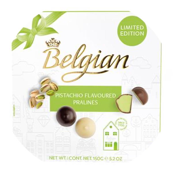 THE BELGIAN PRALINES PISTACHE GIFTBOX 12X150G Art nr. 56420