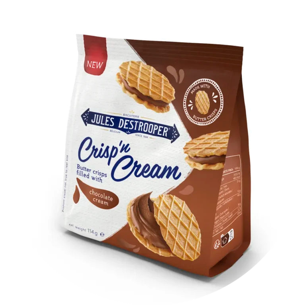 Jules Destrooper Crisp 'n Cream Natuurboterwafels chocolade 114g verp 8