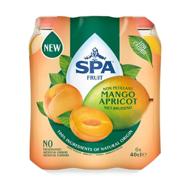 SPA FRUIT STILL MANGO-APRICOT PET 4X40CL 6-PACK Art nr. 54272