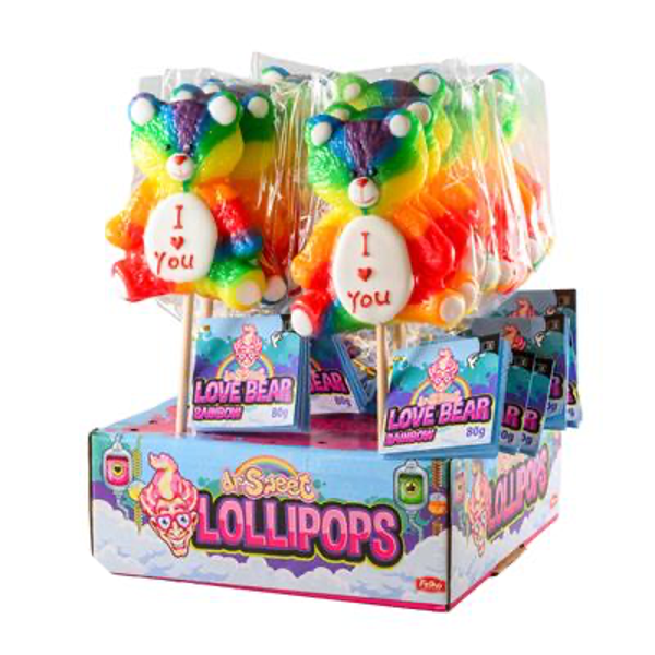 DR. SWEET LOVE BEAR RAINBOW POPS Desplay X18 Art nr. 56832