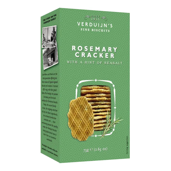 Hartige kaaskoekjes met rozemarijn en zeezout van Verduijn's 75 g verp 36