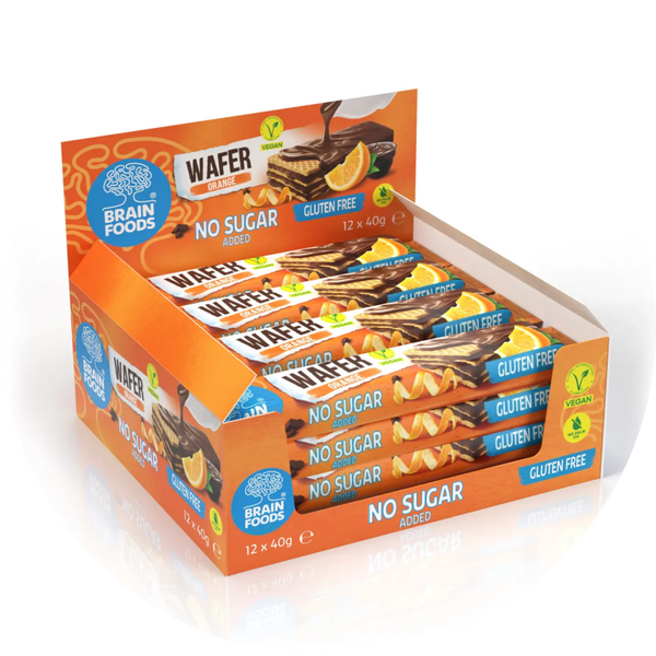 Display 12   Glutenvrije veganistische sinaasappelwafel zonder toegevoege suiker, rijk aan vezels verp 48