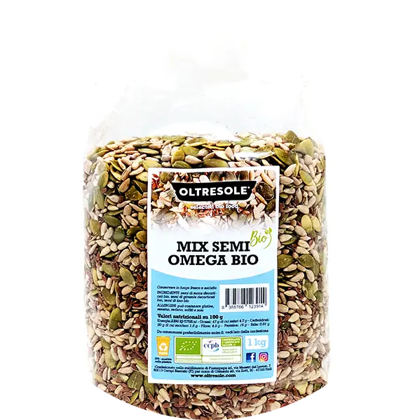 SEMI MIX OMEGA BIO 1 Kg (pompoen zonnebloem en lijnzaad) Verp 6