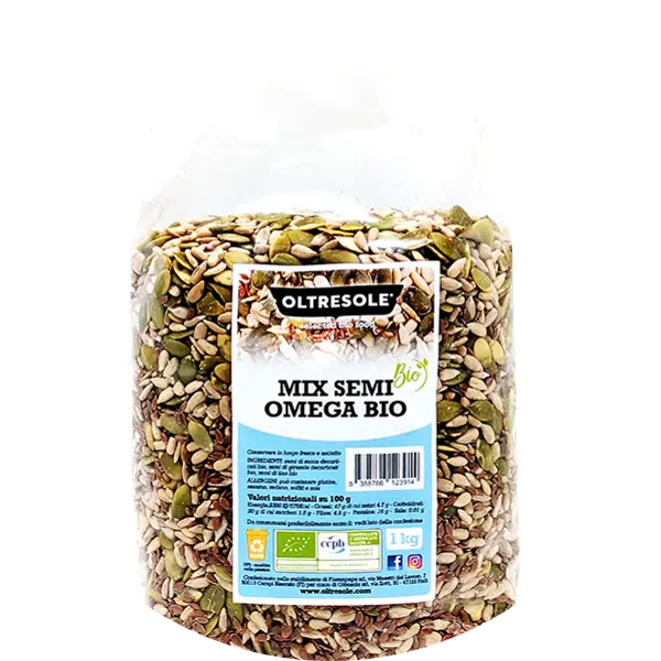 SEMI MIX OMEGA BIO 1 Kg (pompoen zonnebloem en lijnzaad) Verp 6