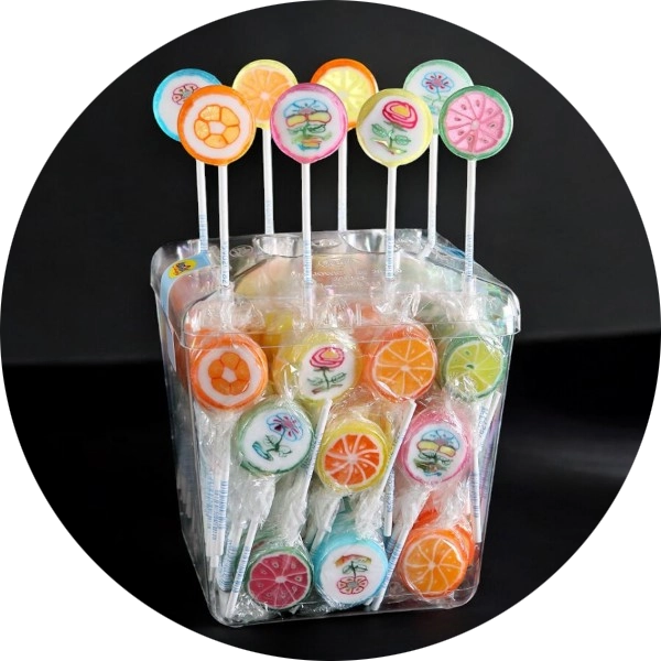 Display 100 Rocklolly’s met bloemen en fruit – display van verp 200