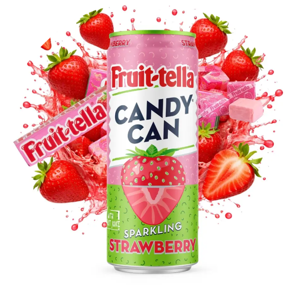 Candy Can x Fruit-tella Sprankelende Aardbei 24x330ML verp 96