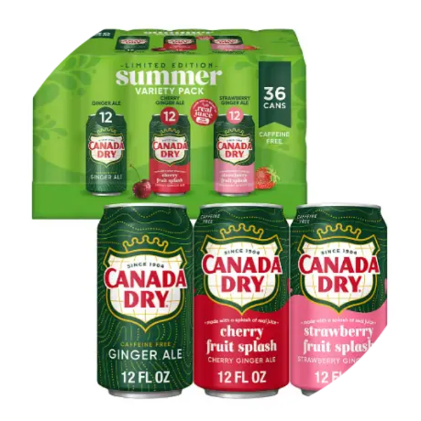 Canada Dry Ginger Ale frisdrank Zomer-mixpakket, blikjes 12 fl.  Verp 36