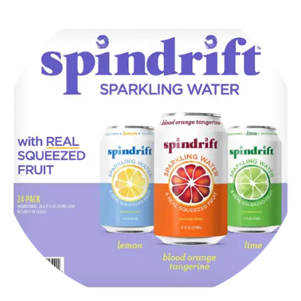 Spindrift assorti: bloedsinaasappel, mandarijn, citroen en limoen verp 24