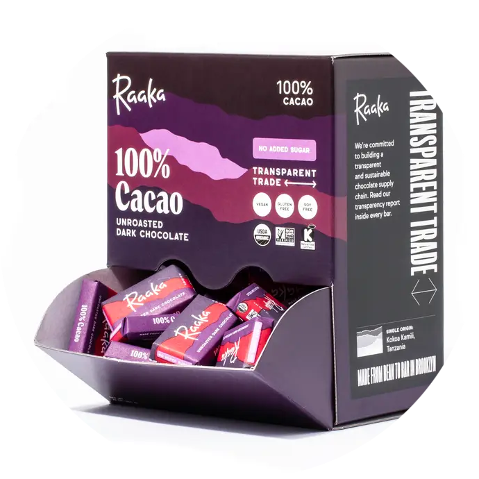 Display 100 stuks 100% cacao mini chocoladerepen
