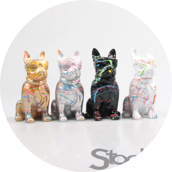 France buldog HOND M/BRIL 4 ASS Z/W/Z/G SPRAY 18 CM Verp 16