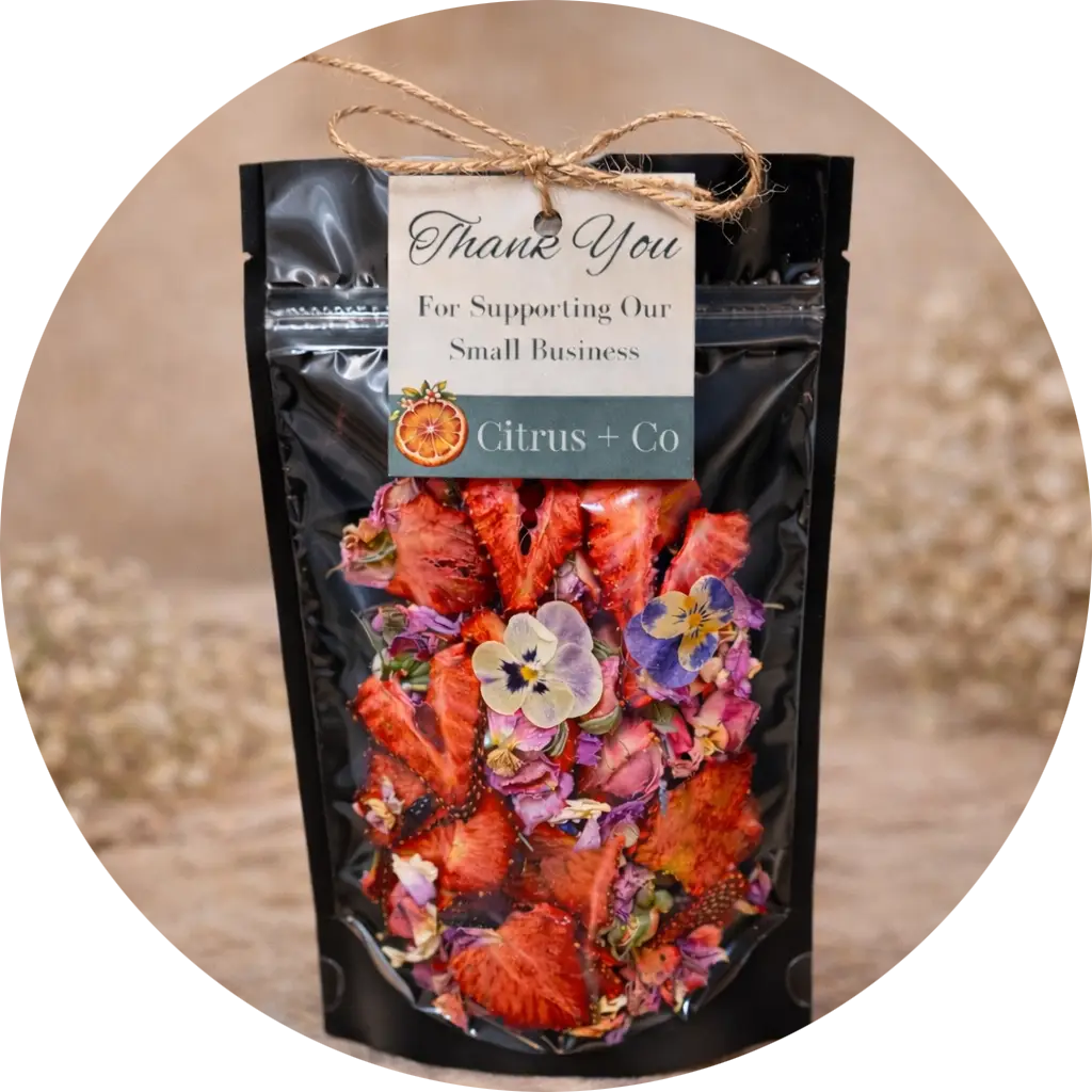 Gedroogde biologische aardbeien + bloemige mix 25 g verp 30