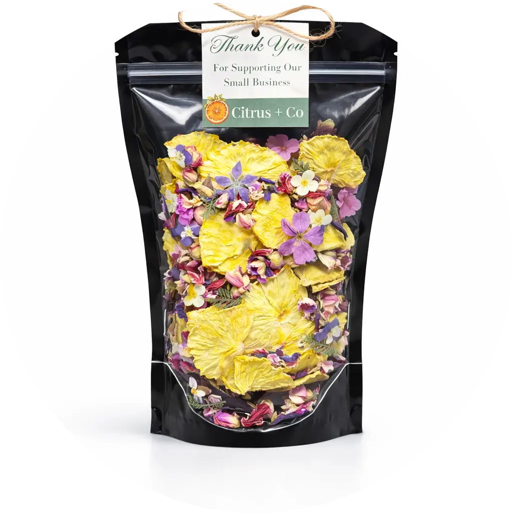 Luxe gedroogde ananasgarnituur met eetbare bloemen25 g verp12