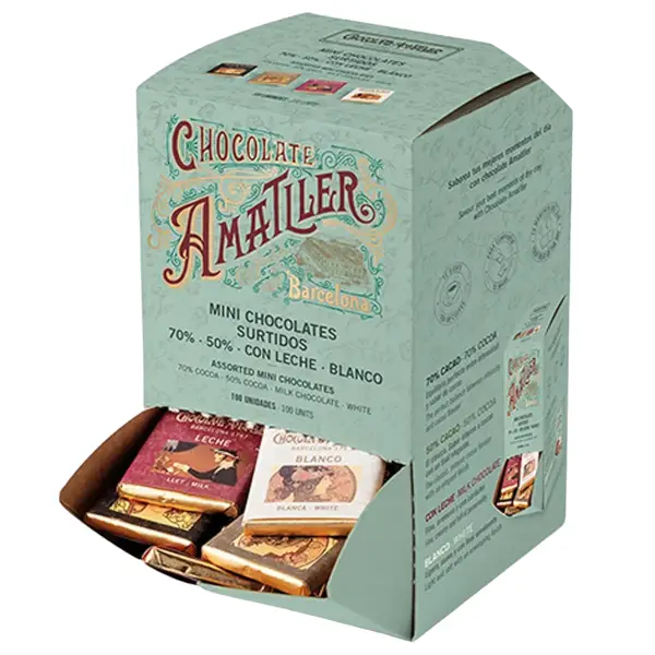 Display 100 met melk-, zwarte en witte chocolade napolitanen van 5 g verp 2