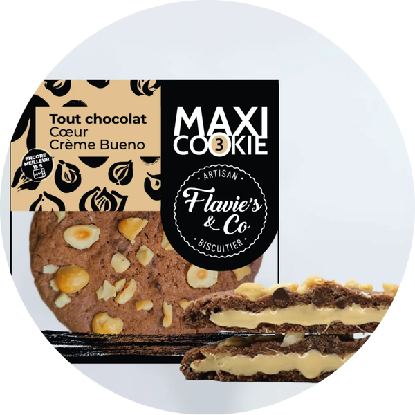 Maxi koekje met pure chocolade en crema bueno vulling Verp 56