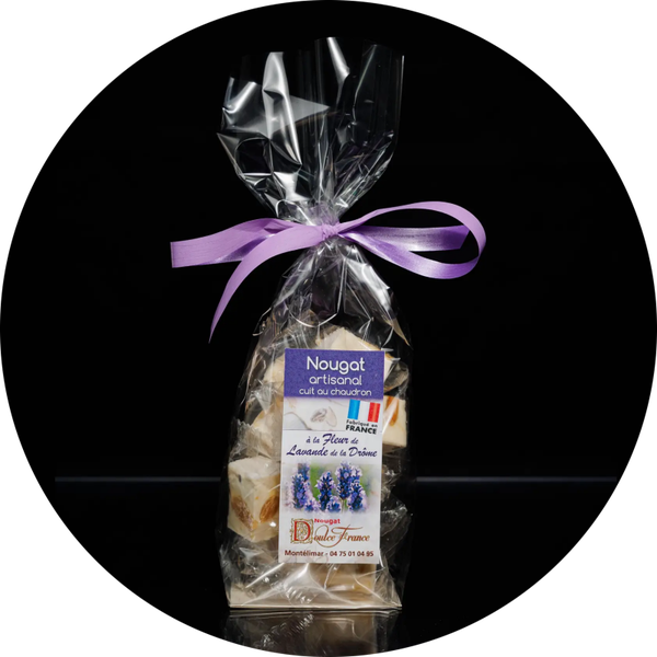Zak van 100 g lavendelbloem nougat uit La Drôme Verp 12