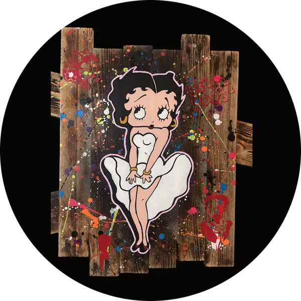 Popartschilderij Betty Boop eerbetoon 50 x 54 x 3 cm