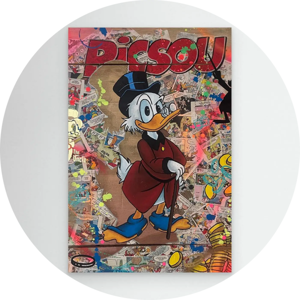Picsou afdruk op doek van het originele werk van Vincent STREIFF 20 x 25 cm verp 6