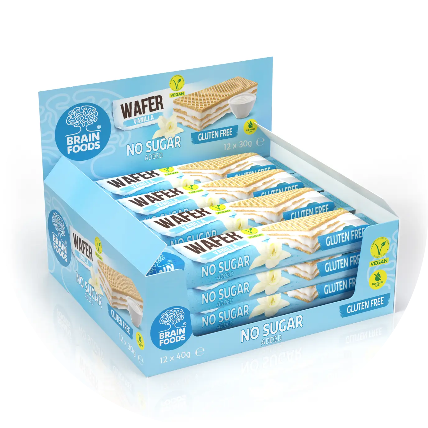 Display12  Vanillewafel zonder suiker, glutenvrij en vegan verp 48