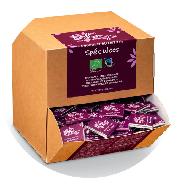 Display 100 Bulk melkchocolade vierkant - 37% Speculoos