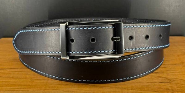 Handgefertigter Ledergürtel Schwarz – Pflanzlich gegerbt | 34 mm Gürtel