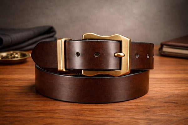 Handgefertigter Herren-Ledergürtel – Chocolate Braun – Messingschnalle – 39 mm – Casual Look