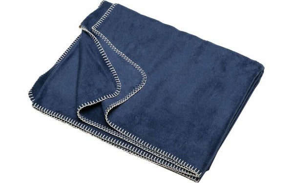 Plaid BAMBOO met borduursel blue