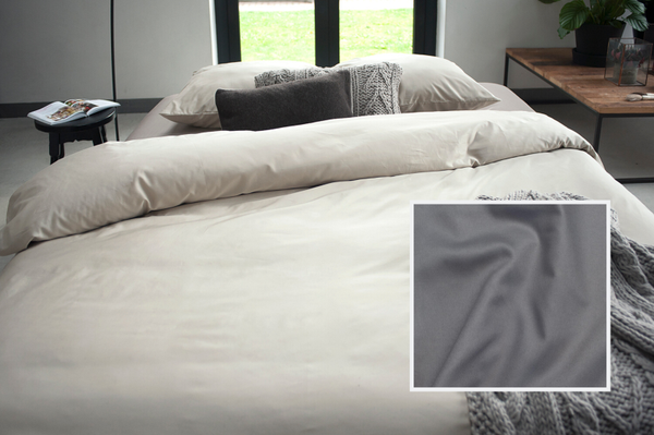 Dommelin dekbedovertrek Uni katoen satijn grijs
