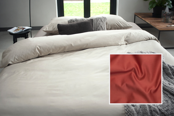 Dommelin dekbedovertrek Uni katoen satijn koraal