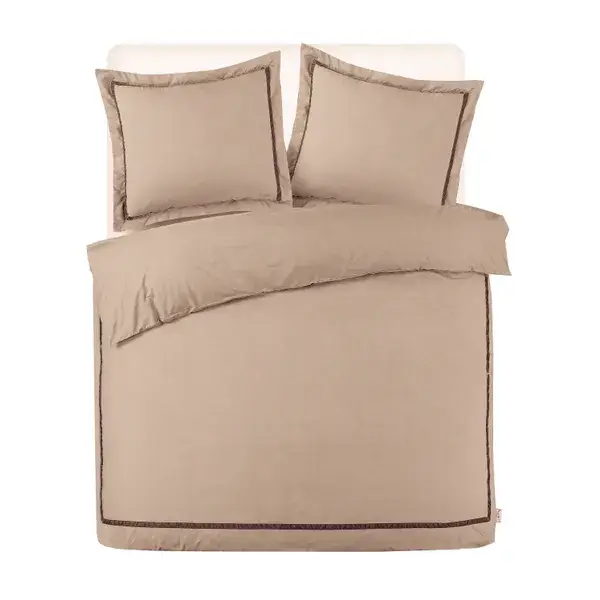 Kayori dekbedovertrek katoen perkal Yamato Taupe 240x200/220 cm