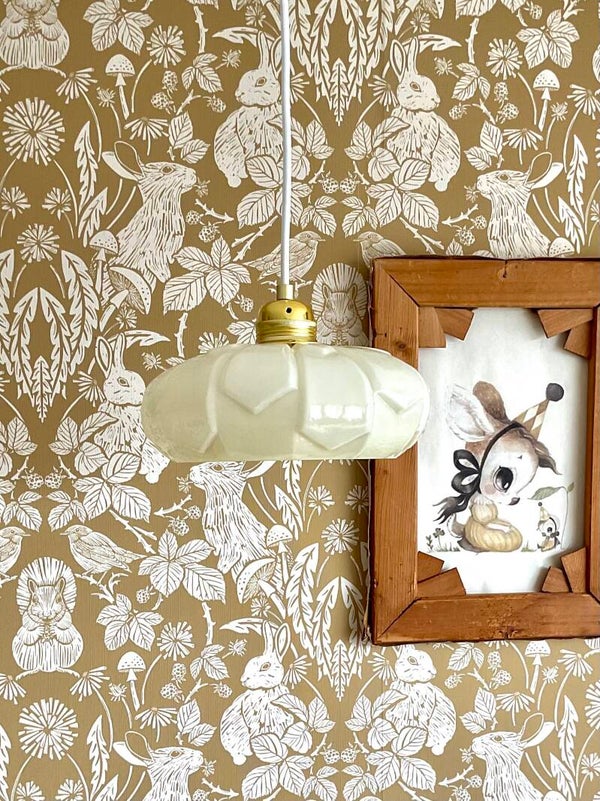 Supermooi vintage hanglampje met glazen kapje