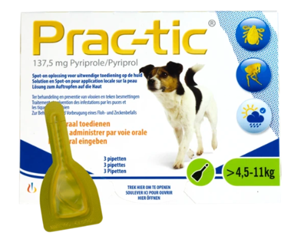 Prac-Tic 137,5 mg Teek&Vlo (4,5-11 kg) 3 pipet