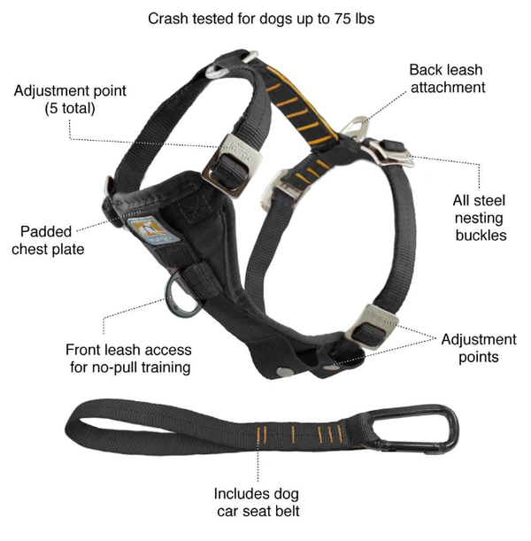 Kurgo Enhanced Strength tru-Fit Smart Harness/Tuig Black (VP)