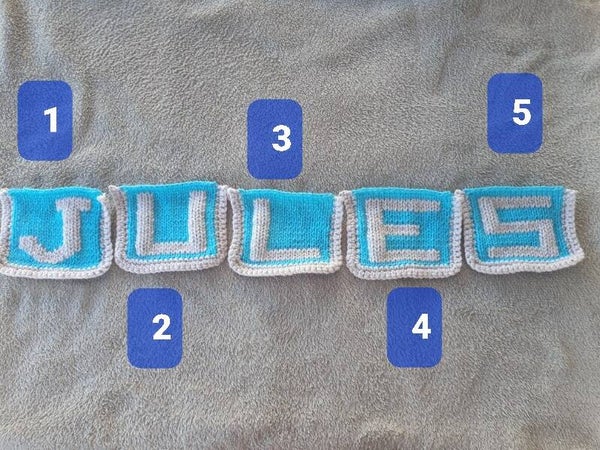 Lettre "JULES" pour decoration murale