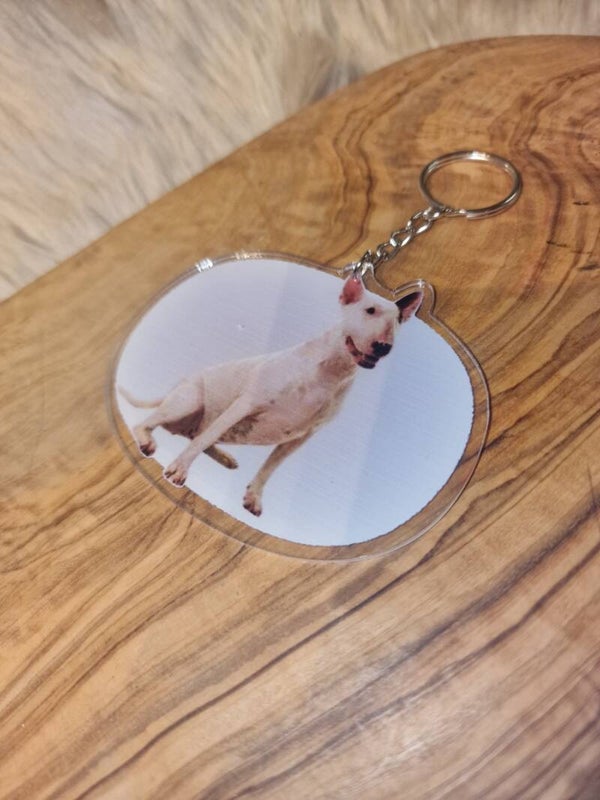 Honden sleutelhanger Bullterrier White