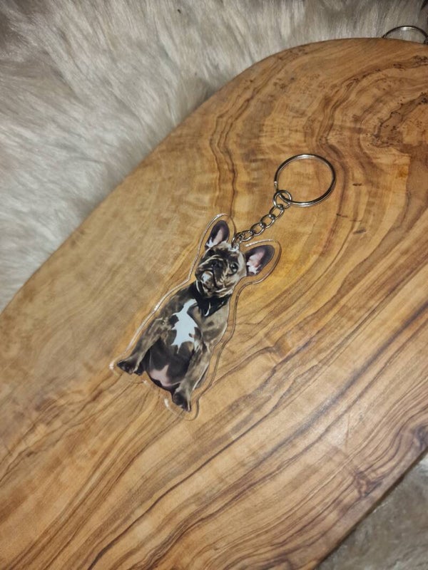 Honden sleutelhanger Frenchie grey