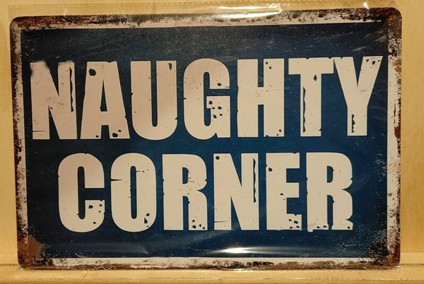 Metaalbordje Naughty Corner