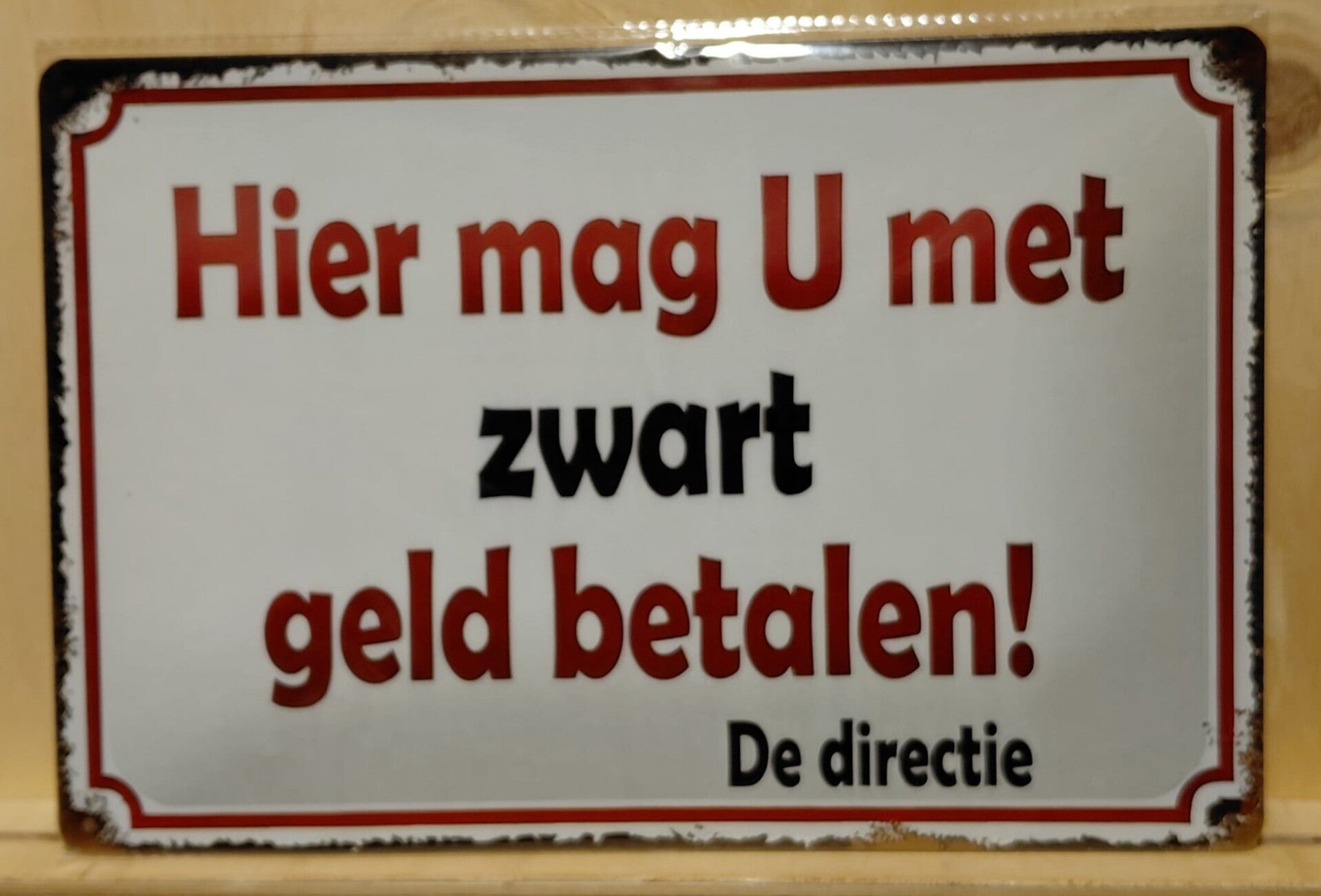 Metaalbordje Hier mag u