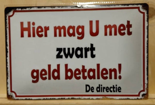 Metaalbordje Hier mag u